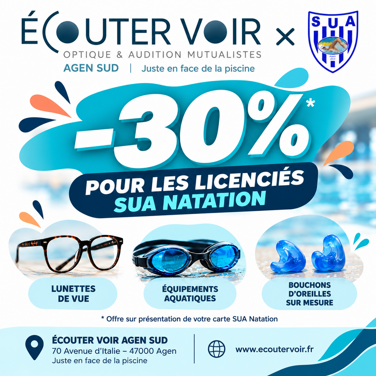 👓💦 –30 % POUR NOS LICENCIÉS !