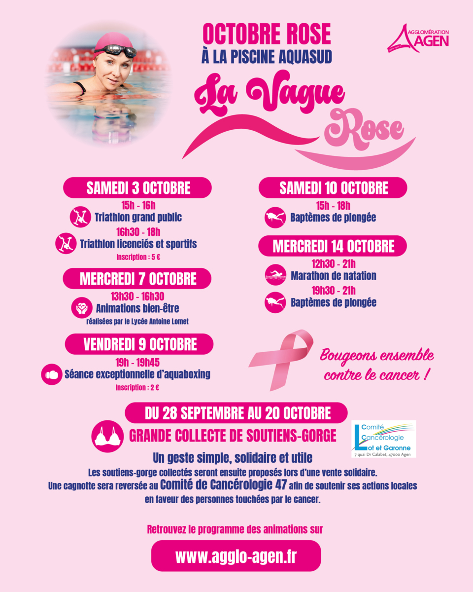 La vague rose à la piscine Aquasud