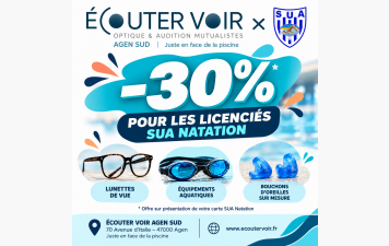 👓💦 –30 % POUR NOS LICENCIÉS !