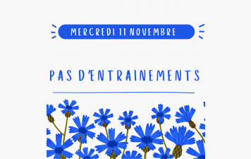 Pas d'entrainements le mercredi 11 Novembre