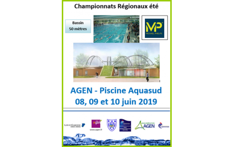 Championnats régionaux été à Agen du 8 au 10 juin